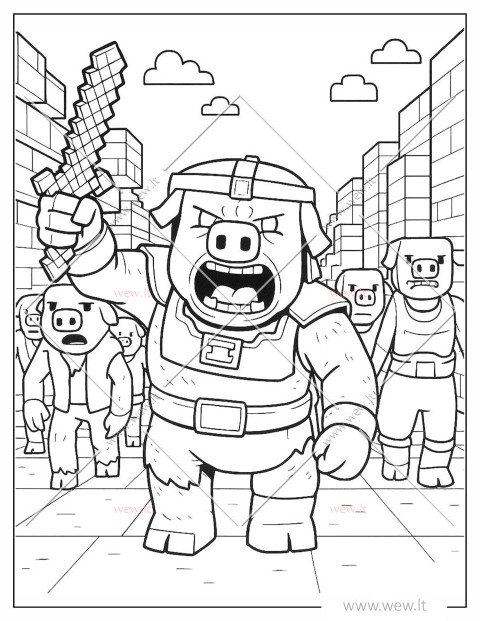 Minecraft filmo herojai spalvinimui