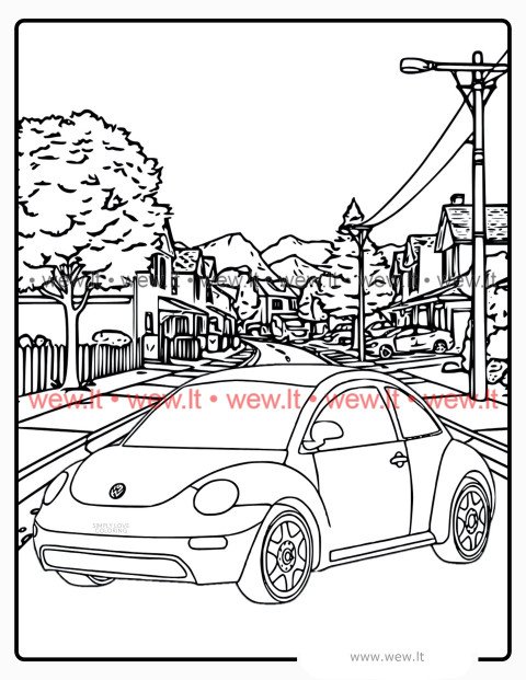 Automobilis gatvėje spalvinimui