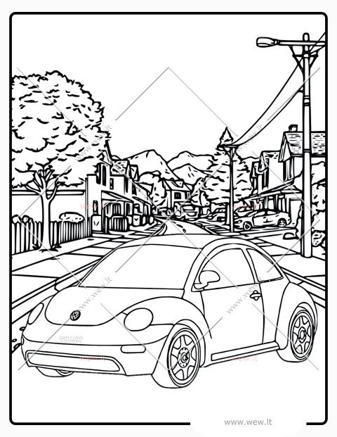 Automobilis gatvėje spalvinimui