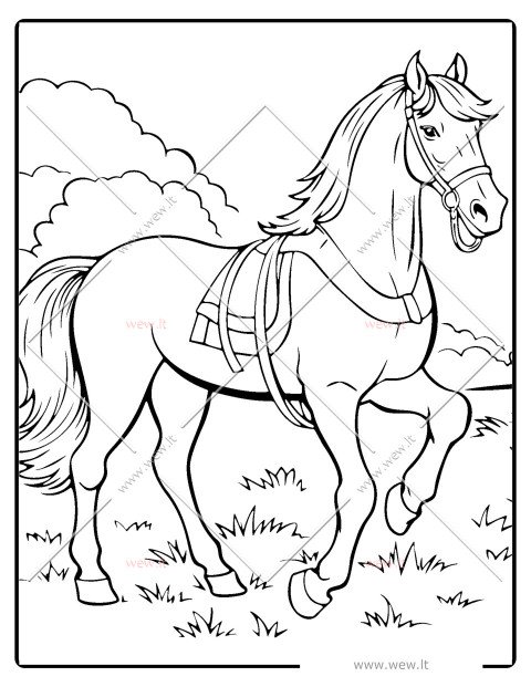 Arklys su balnu spalvinti