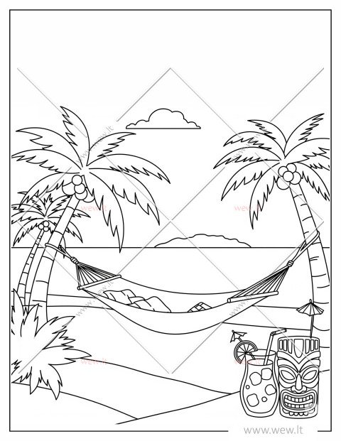 Rojaus kampelis su hamaku spalvinti