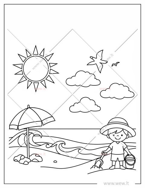 Vasaros žaidimai prie jūros spalvinti