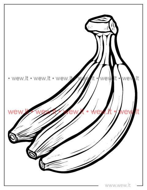 Egzotiški vaisiai bananai spalvinti