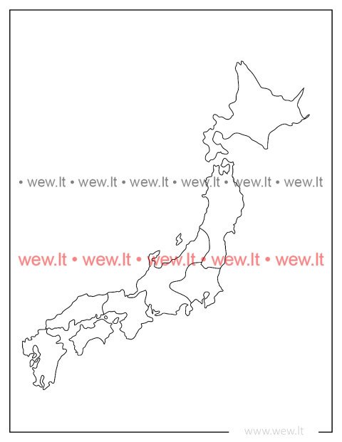 Japonijos žemėlapis spalvinti