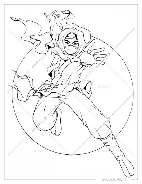 Japonijos karys Nindzė spalvinti