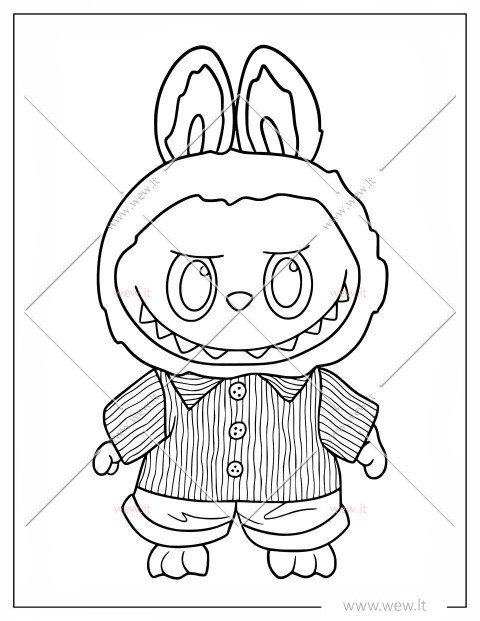 Labubu su marškiniais spalvinti