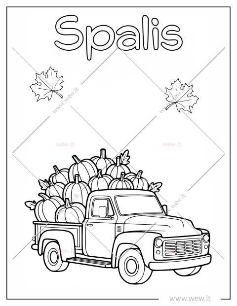 Spalio mėnesio ūkininko sunkvežimio spalvinimo puslapis