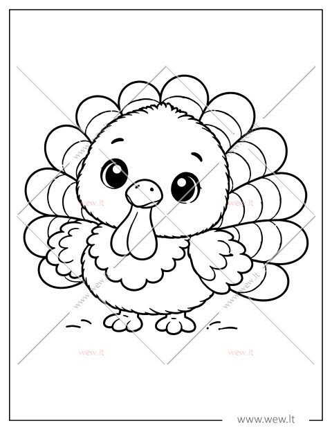 Linksmas kalakutas: spalvinimo paveiksliukas vaikams