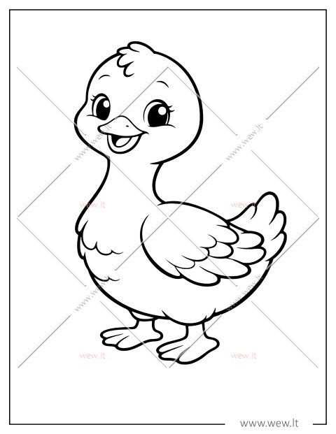 Maža ančiukė: spalvinimo paveiksliukas vaikams