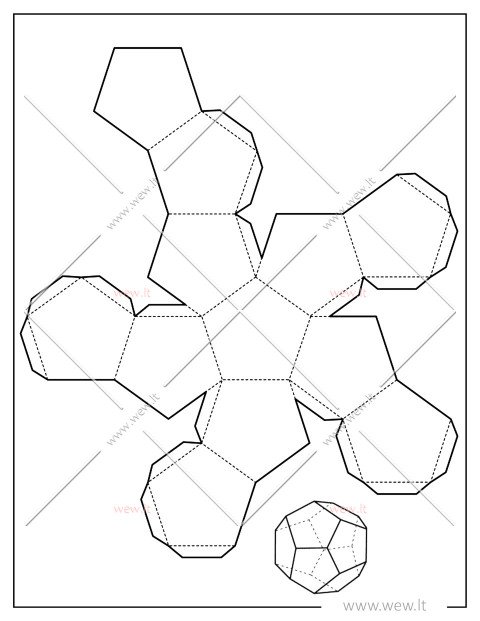 3D Dodekaedras – Popierinis lankstinys vaikams