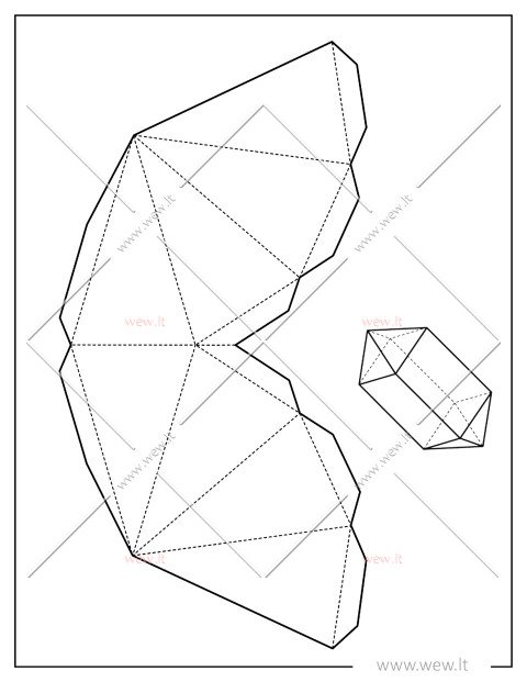 Kvadratinė dipiramidė – 3D popierinis modelis