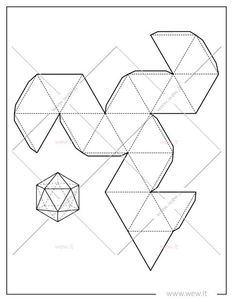 Ikosaedras – 3D popierinis modelis