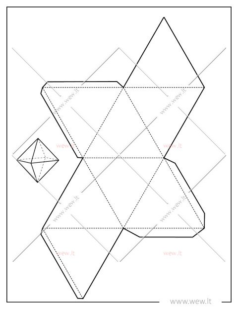 Oktaedras – 3D popierinis modelis