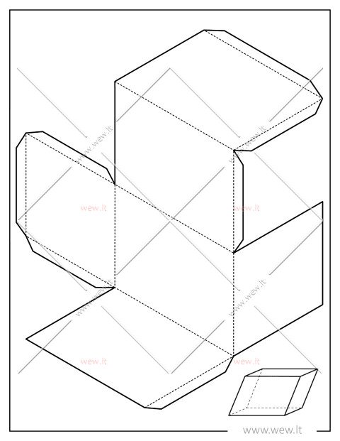Rombinė prizmė – 3D popierinis modelis
