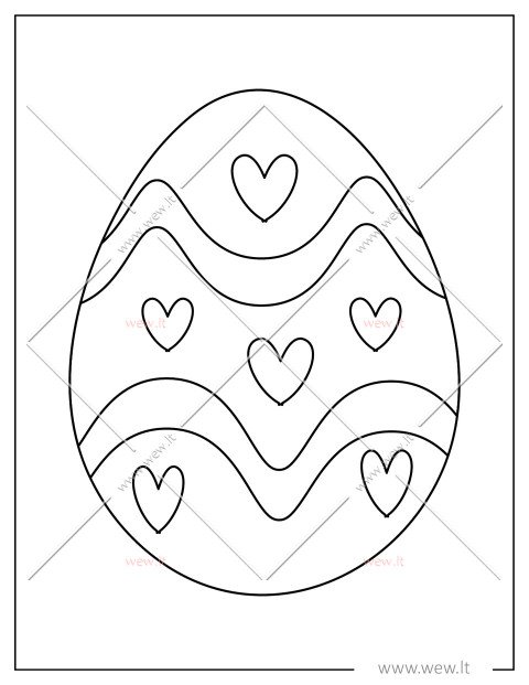 Ornamentuotas Velykų margutis su širdelėmis