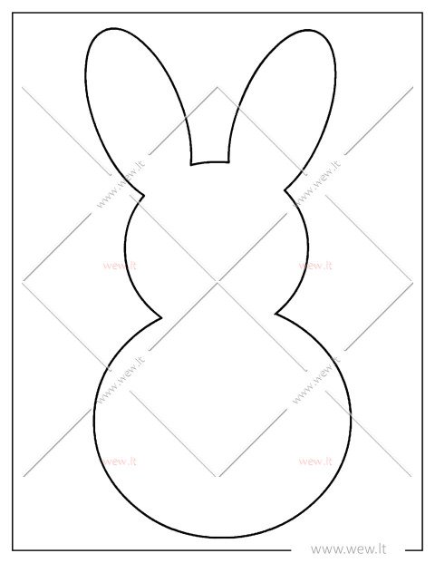 Sėdintis Velykų triušis – langų puošybos šablonas