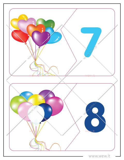 Mokomės skaičius 7–8 (Lavinamosios kortelės)