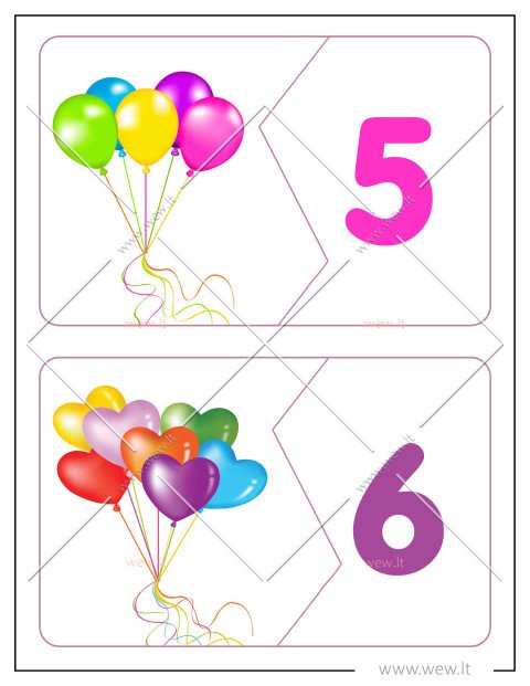 Mokomės skaičius 5–6 (Lavinamosios kortelės)