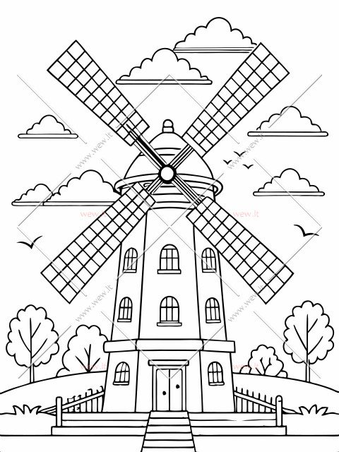 Malūnas debesų fone