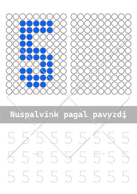 Spalvinimo ir rašymo užduotys - penki