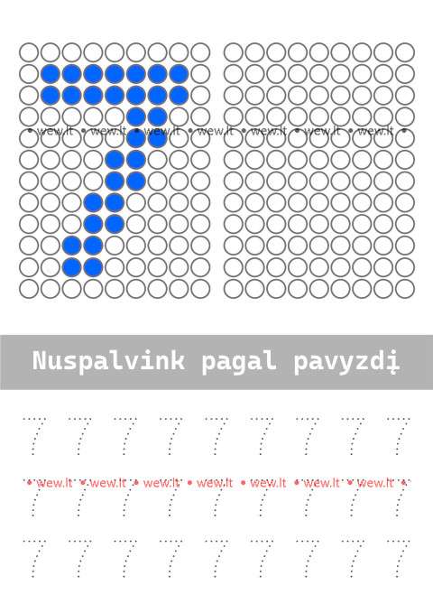 Spalvinimo ir rašymo užduotys - septyni