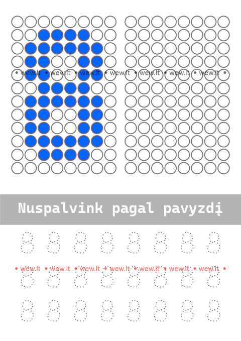 Spalvinimo ir rašymo užduotys - aštuoni