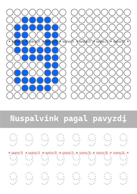 Spalvinimo ir rašymo užduotys - devyni