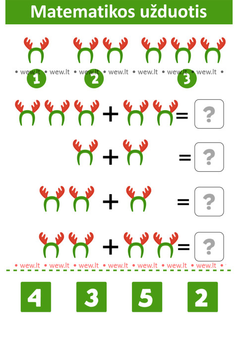 Matematikos užduotis - suskaičiuok elniuko ragus