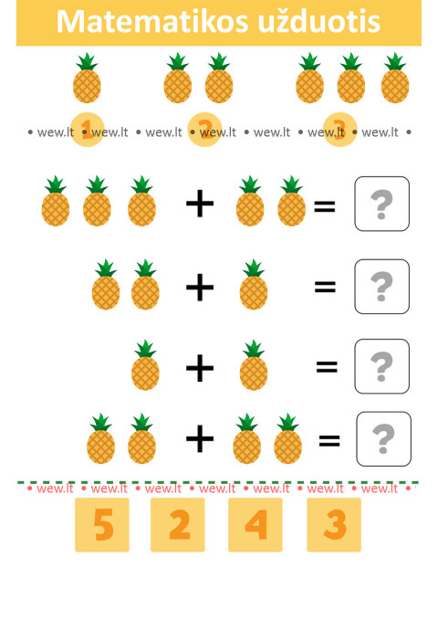 Matematikos užduotis - suskaičiuok ananasus