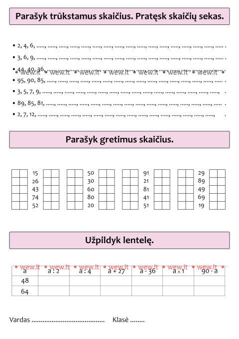 3 matematikos užduotys