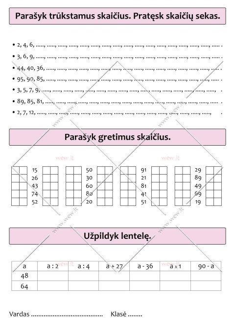 3 matematikos užduotys
