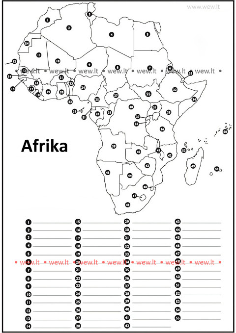 Geografinė užduotis: Afrikos šalių atpažinimas