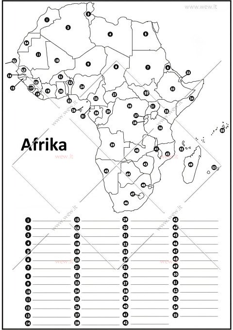 Geografinė užduotis: Afrikos šalių atpažinimas