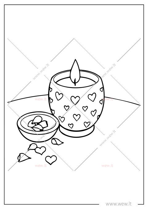 Valentino dienos žvakė spalvinti