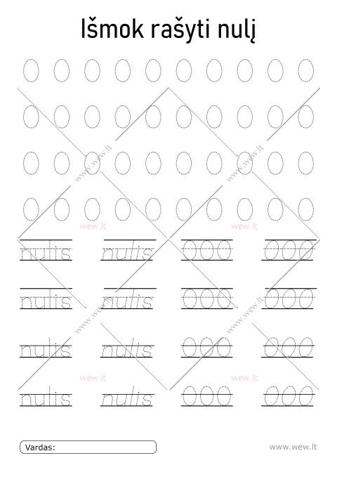 Skaičių vedžiojimas - nulis