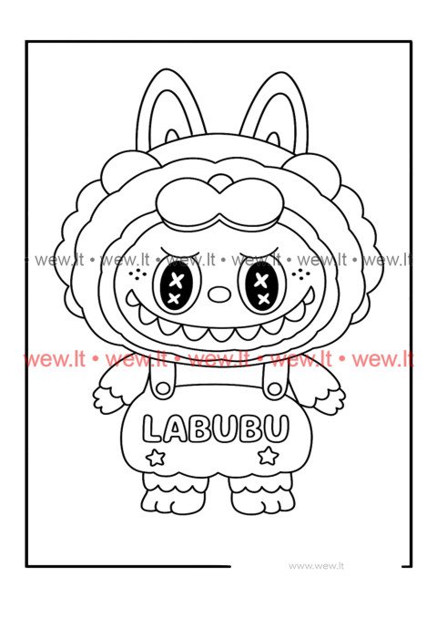Labubu liūto kostiume spalvinti
