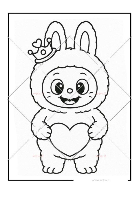 Mielas Labubu su širdele spalvinti