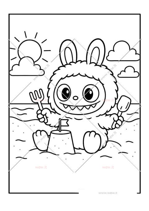 Labubu atostogos prie jūros spalvinti