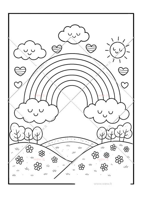 Spalvotas peizažas spalvinti