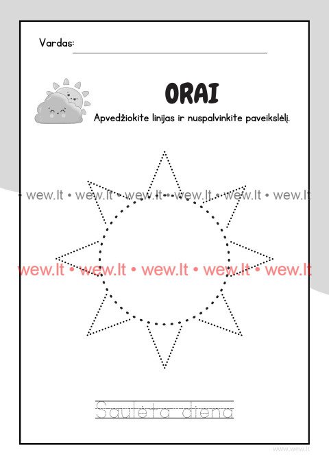 Orai - Užduotėlės vaikams | Saulėta diena
