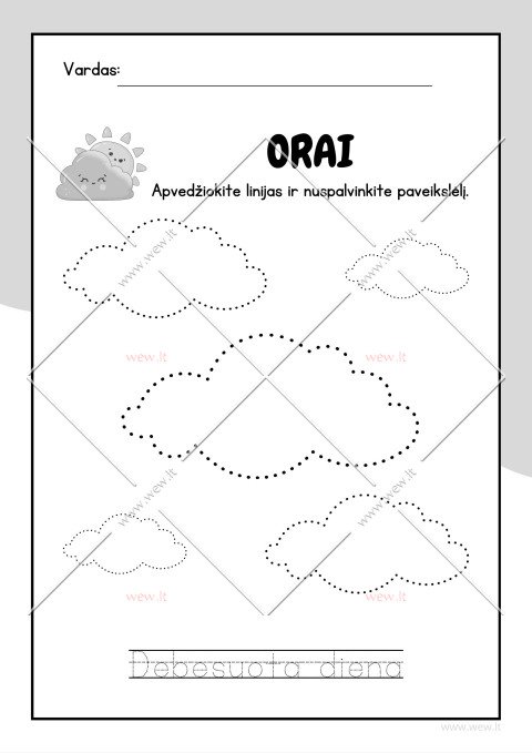 Orai - Užduotėlės vaikams | Debesuota diena