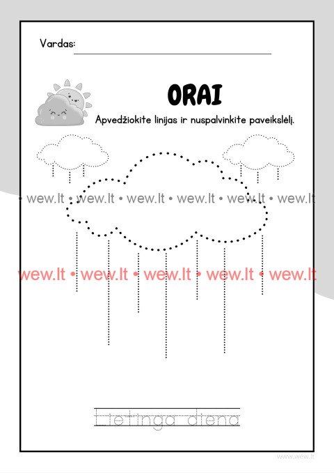 Orai - Užduotėlės vaikams | Lietinga diena