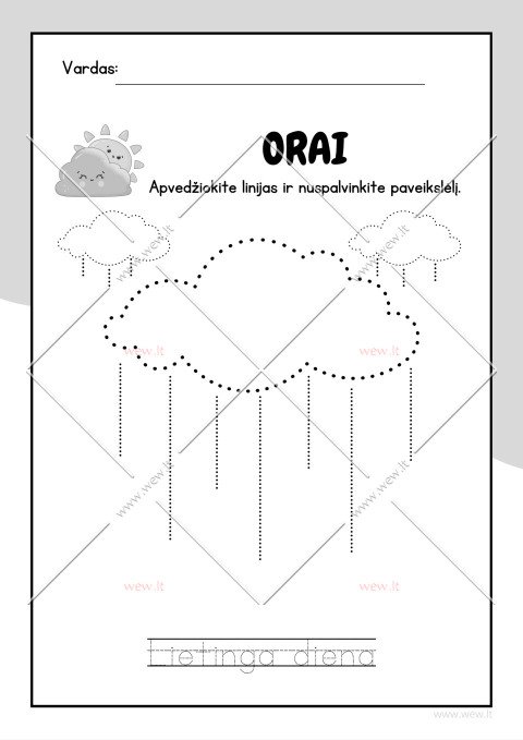 Orai - Užduotėlės vaikams | Lietinga diena