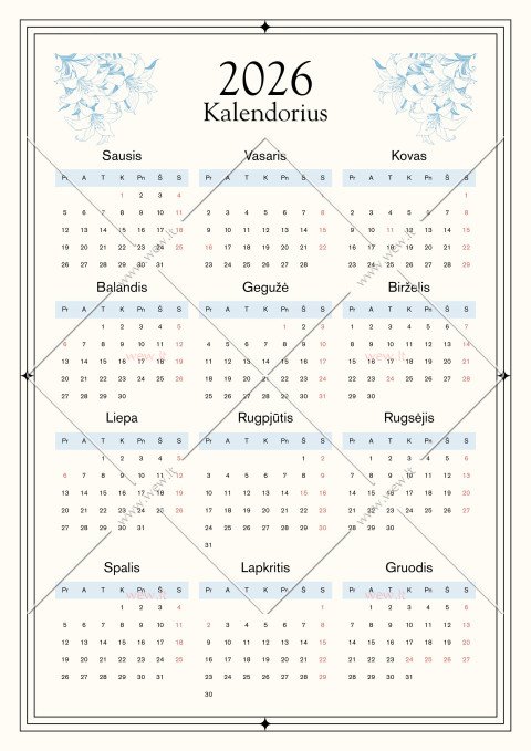 2026 metų kalendorius atsisiųsti