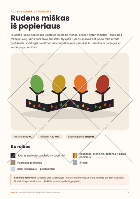 Rudens miškas iš popieriaus