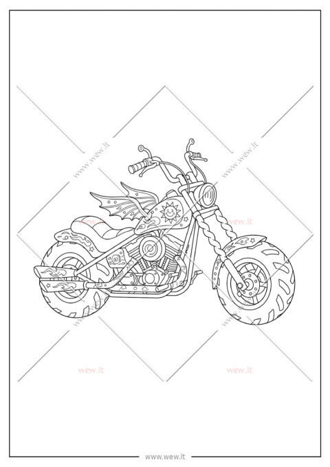 Čioperis su drakono sparnais – motociklo spalvinimo lapas vaikams (PDF)