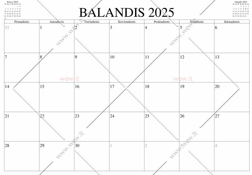 Kalendorius - 2025 Balandis