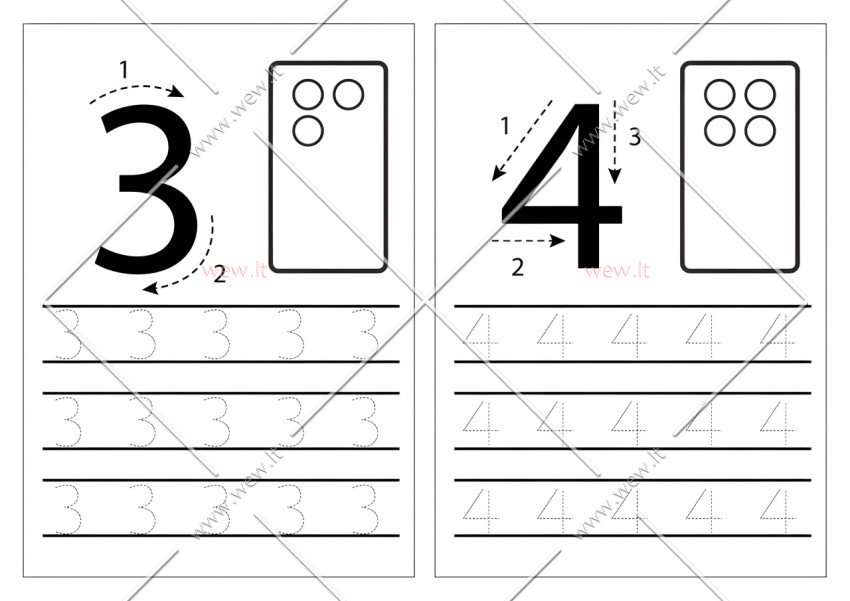 Rašymo užduotis “Aš rašau skaičius” 3-4