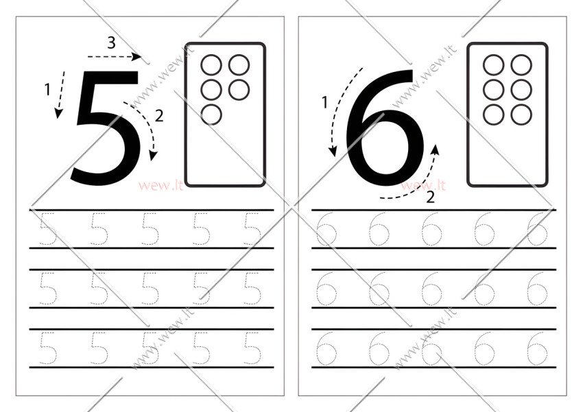 Rašymo užduotis “Aš rašau skaičius” 5-6