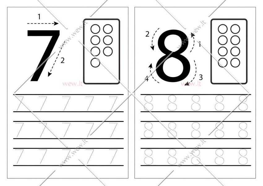 Rašymo užduotis “Aš rašau skaičius” 7-8